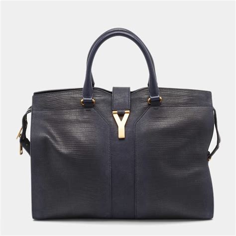 ysl large cabas chyc leather tote|SAINT LAURENT Leather Large Cabas Chyc Blue.